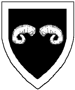 Arms of Mikal the Ram: Sable, two ram's horns couped affronty within a bordure argent