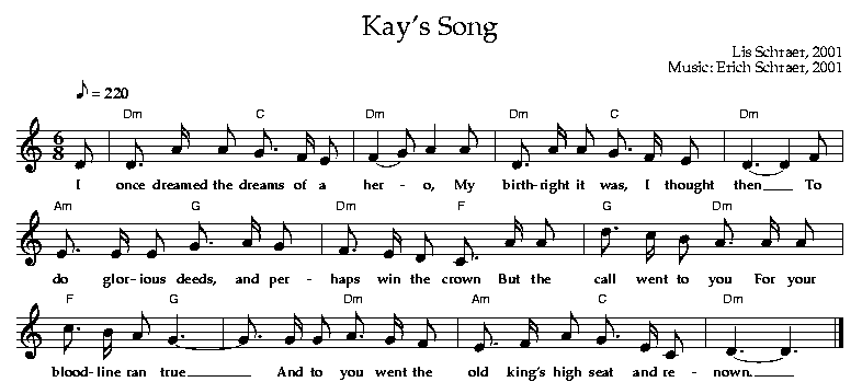 Kay's Song, by Lis Schraer, 2001, Music by Erich Schraer, 2001